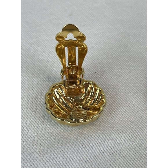 Vintage Clip On Gold Tone Basket Weave Earrings 80s 90s Rubbed - Picture 7 of 8